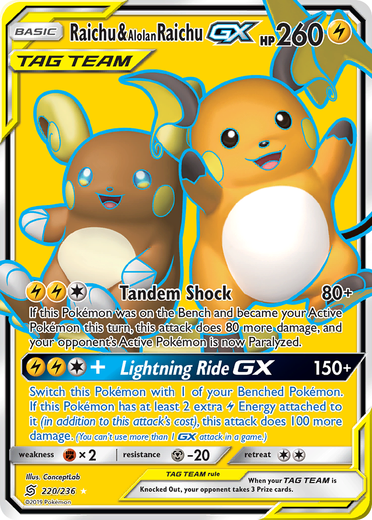 Raichu & Alolan Raichu-GX (220/236)