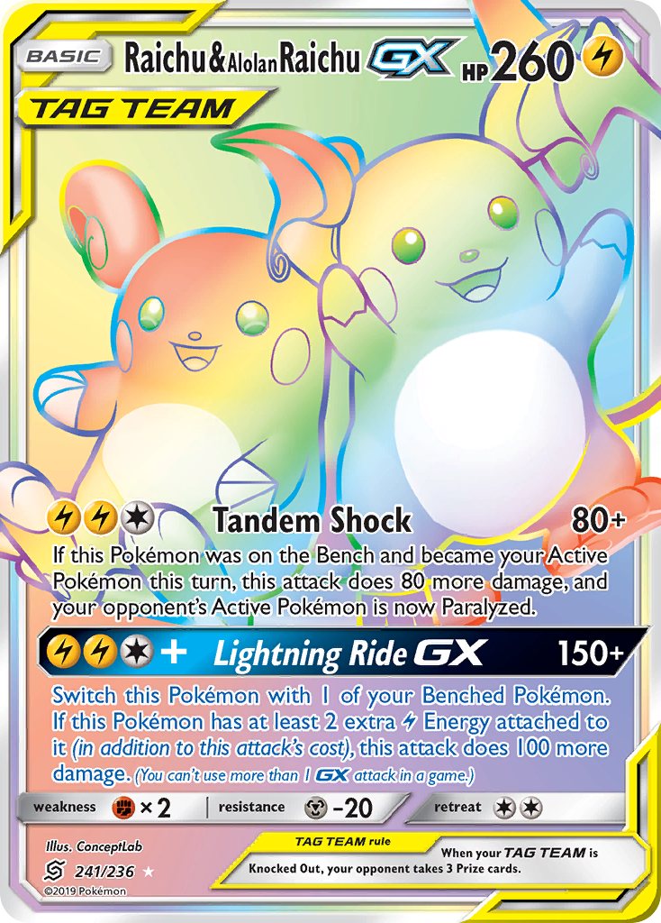 Raichu & Alolan Raichu-GX (241/236)