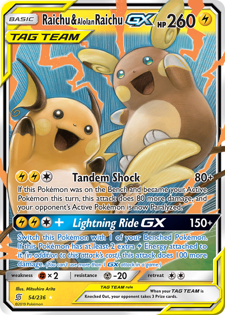 Raichu & Alolan Raichu-GX (054/236)