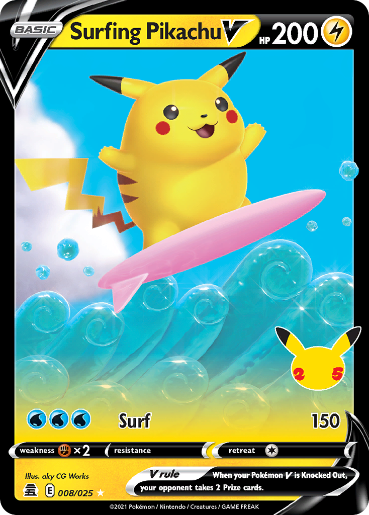 Surfing Pikachu V (008/25)