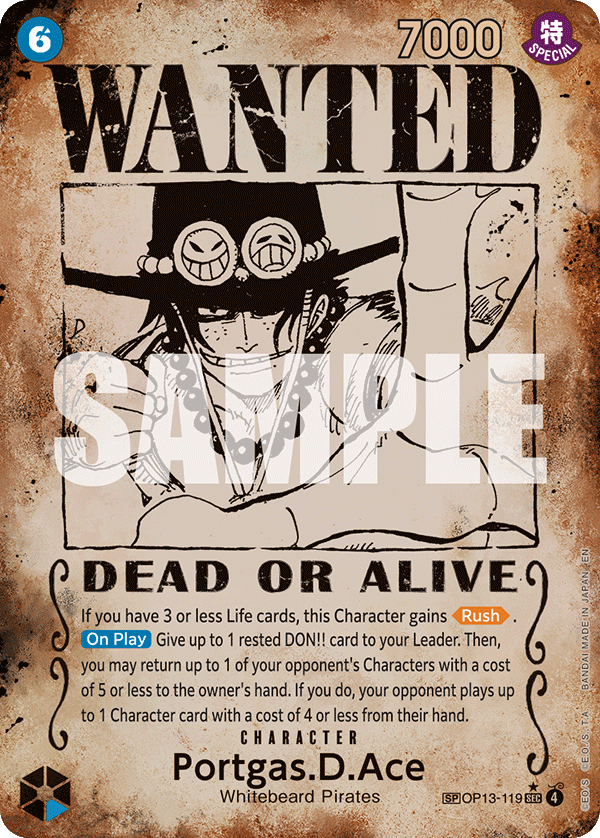 Portgas.D.Ace (Wanted Poster) (OP13-119) (Parallel / Alternate Art)
